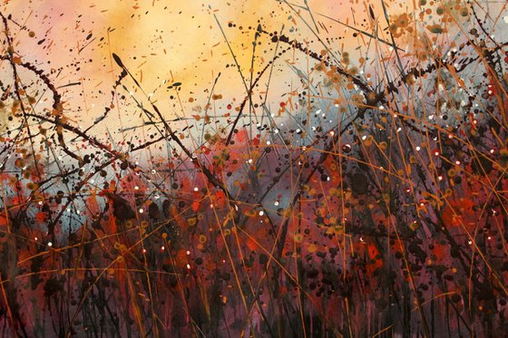 Red Passion # 3 - Super sized original abstract floral landscape