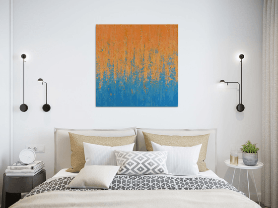 Orange into Blue - Modern Colorful Textured Abstract