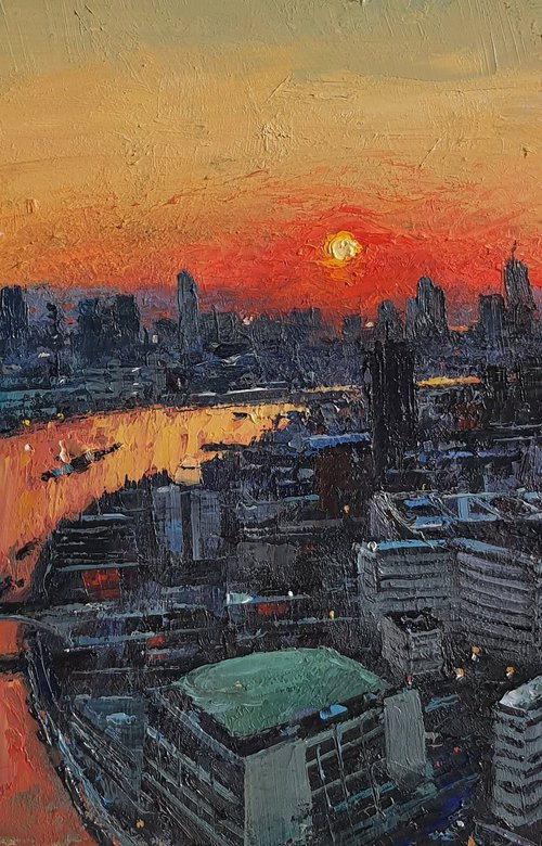 View of London at sunset by Roberto Ponte