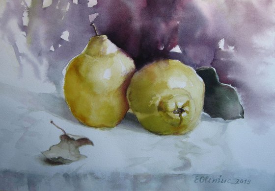 Quinces, autumn fruits - still life, 38x27 cm