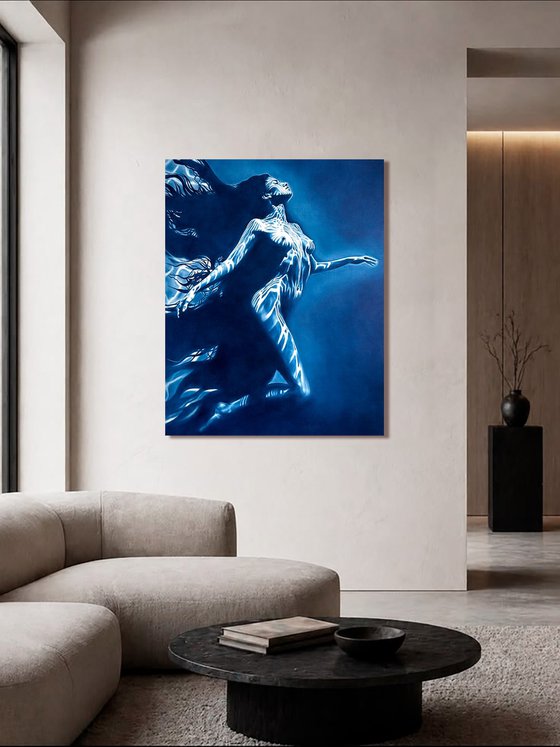 Carrying the Light – Deep Blue Water Nude