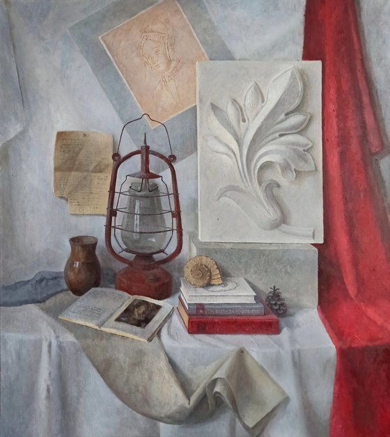 Still life with plaster rosette