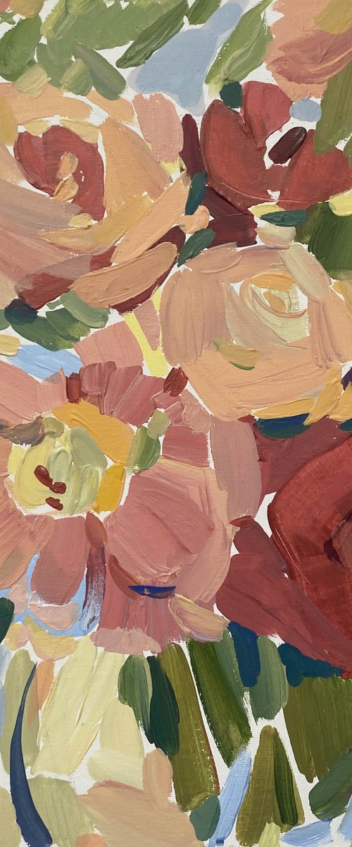 Peonies and Roses in a Crystal Vase by Ariela Stem