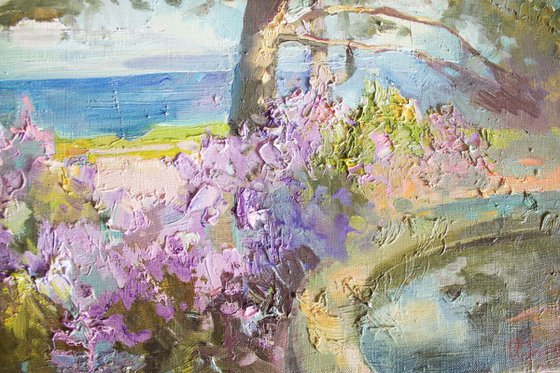 Landscape. Violet blooms