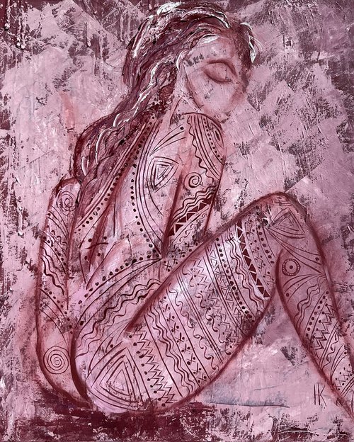 Nude Tribal Tatoo Woman by Halyna Kirichenko
