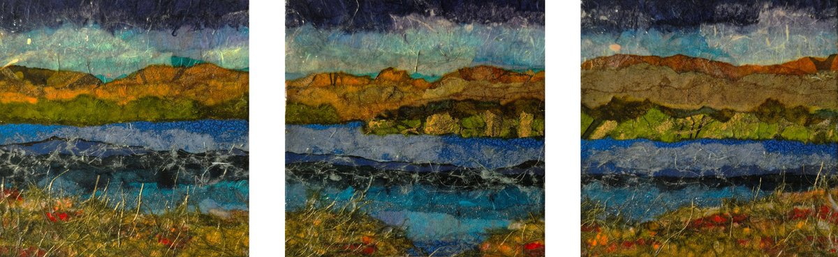 Organic Landscape Collage By Dave Popino, 27 X 8, Lagoon, Original Artwork
