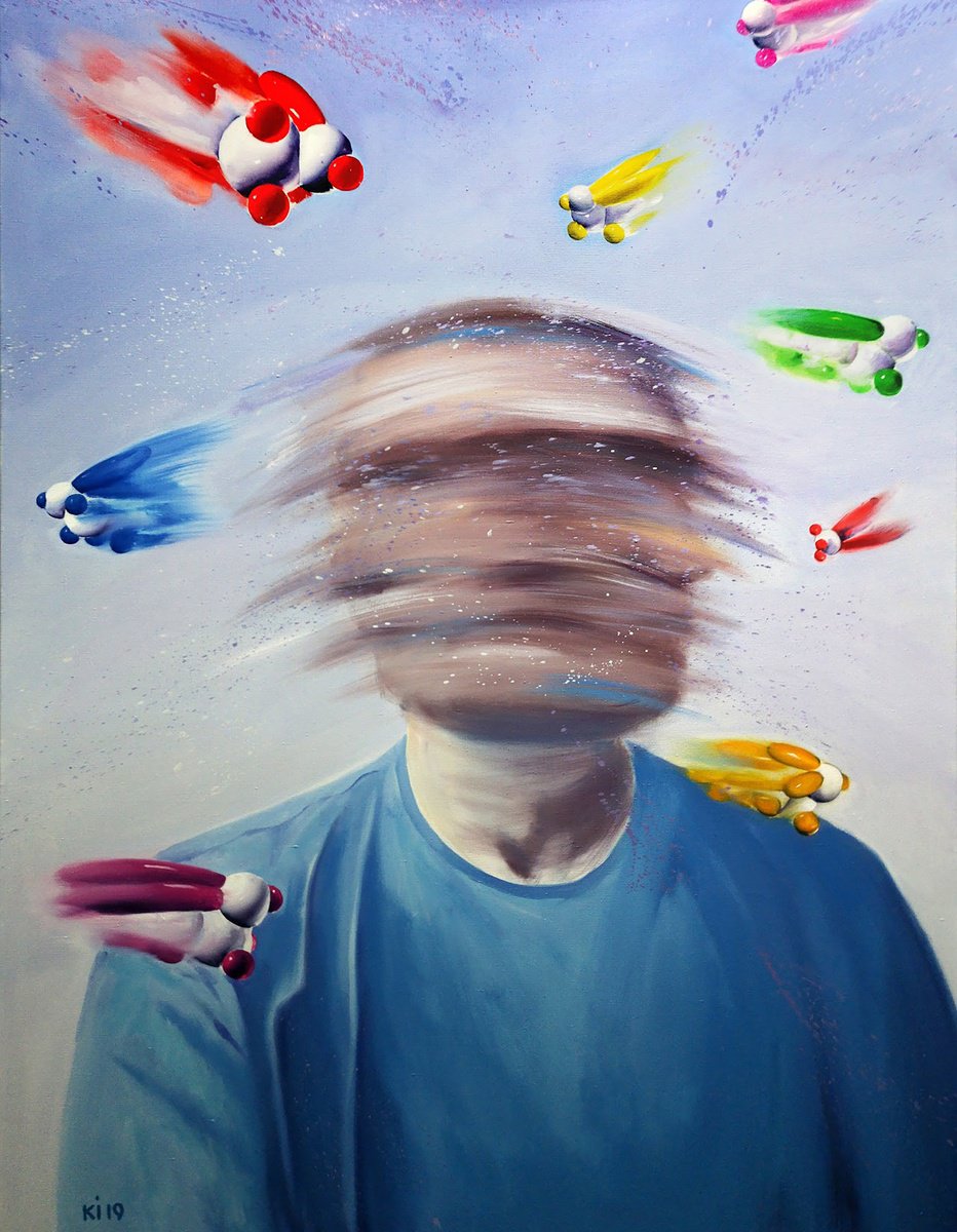 Impressionistic Portrait Oil Painting By Igor Konovalov, 51 X 67, Squirrel Curator, Original Artwork