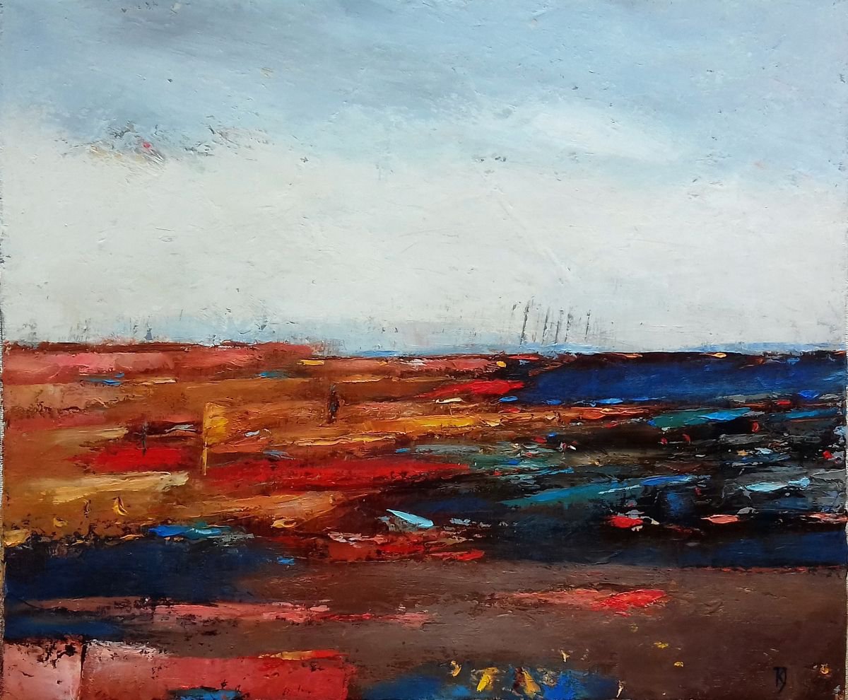 Abstract Oil Painting By Kestutis Jauniskis, 12 X 10", Abstraction 10, Original Artwork