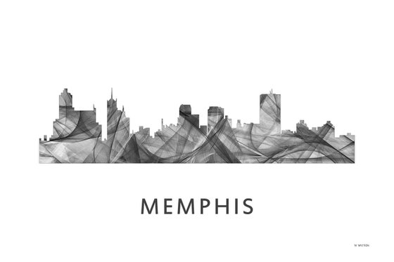 Memphis Tennessee Skyline WB BW