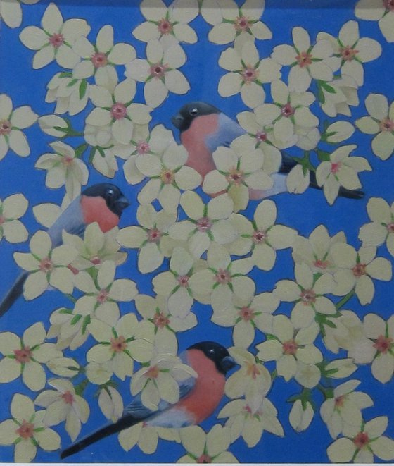 Plum Blossom and Bullfinches
