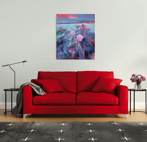 landscape with peonies