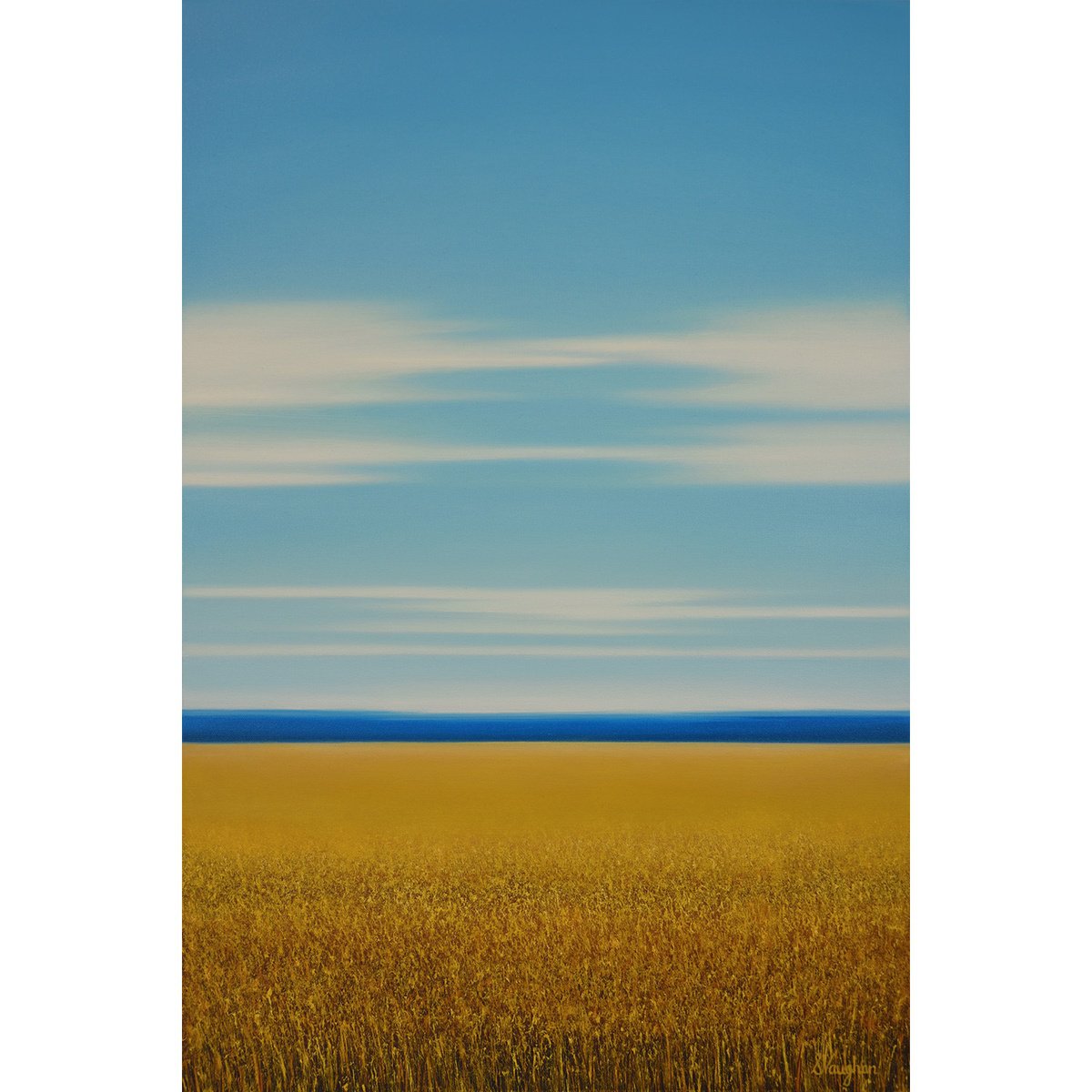 Impressionistic Landscape Oil Painting By Suzanne Vaughan, 20 X 30", Summer Wheat Field, Original Artwork