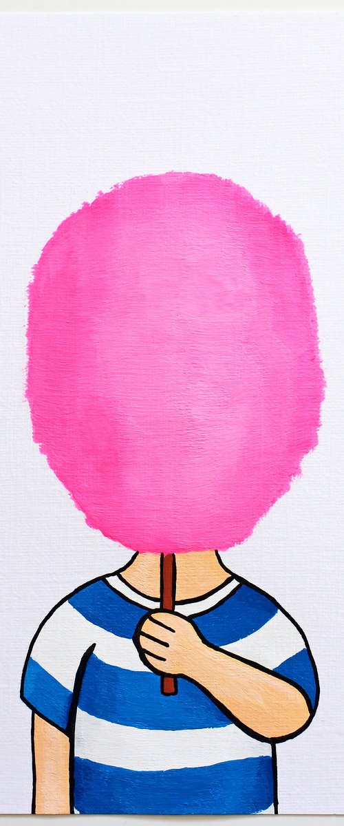 Candy Floss Face A5 Painting by Ian Viggars