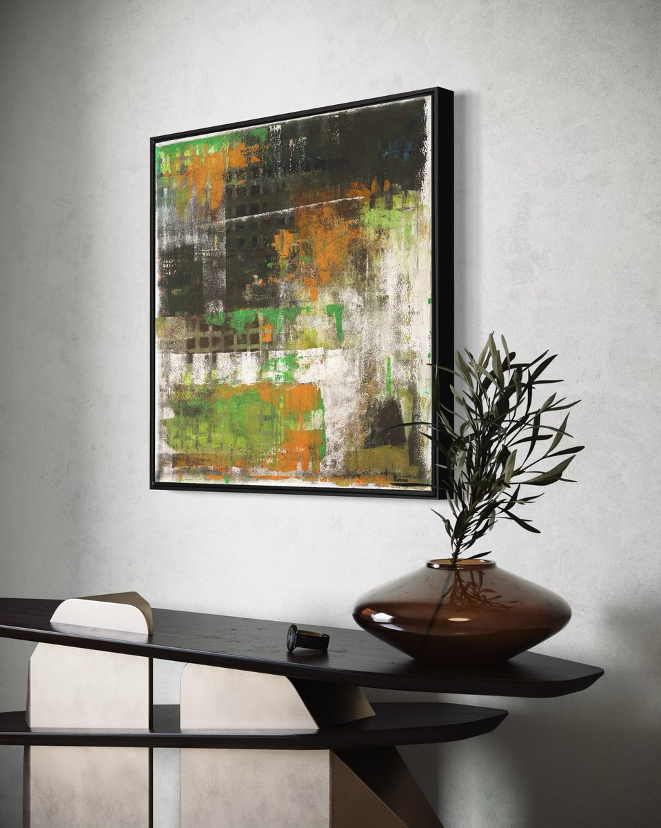 Abstract Acrylic Painting By Bo Kravchenko, 31 X 31, Abstract Art Khaki, Original Artwork