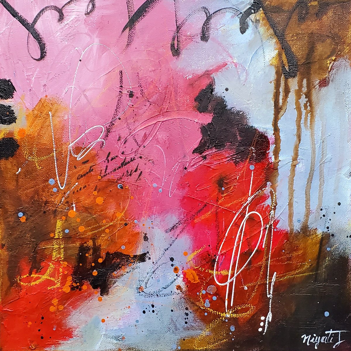 Abstract Acrylic Painting By Niyati Jiwani, 12 X 12", Color Coding, Original Artwork