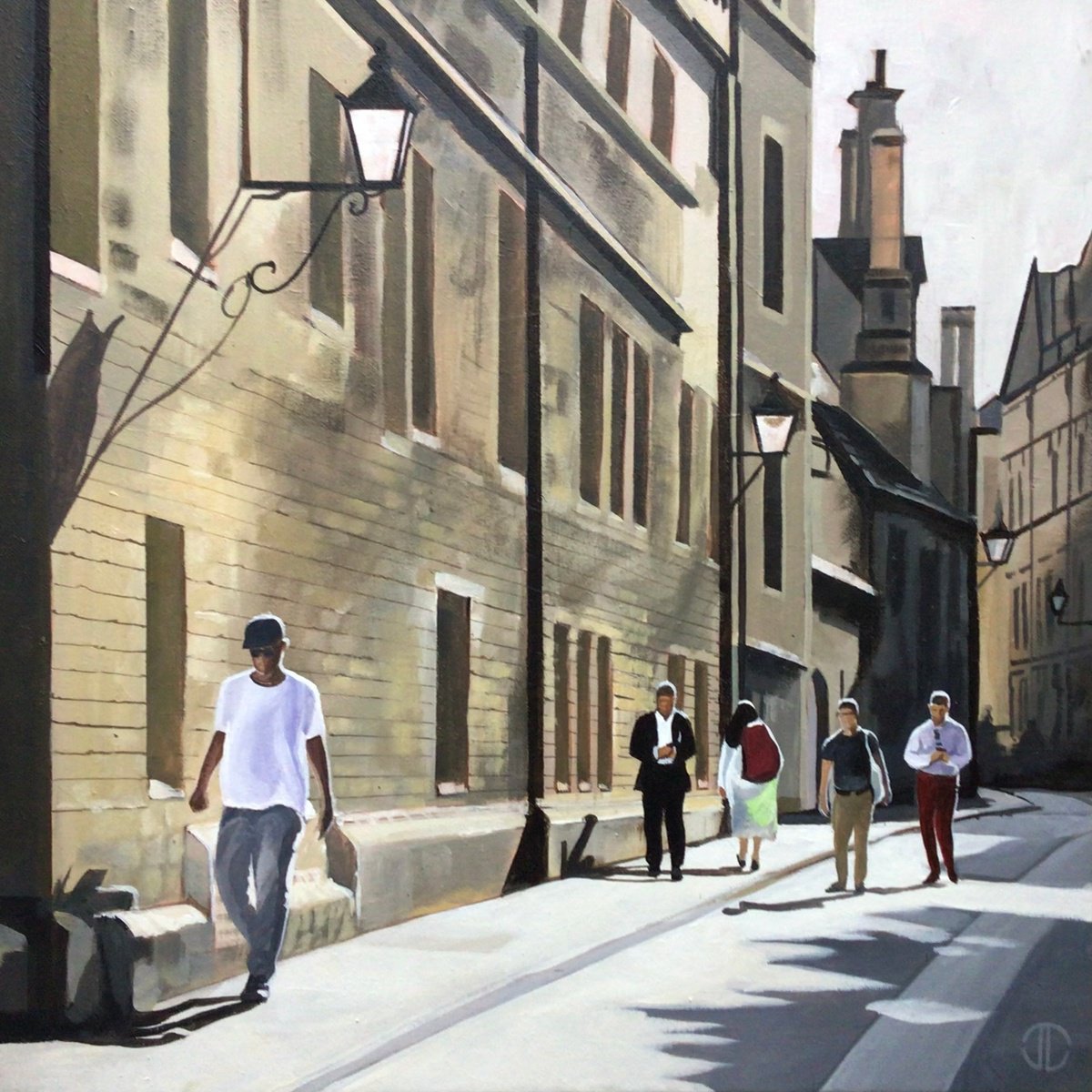 Impressionistic Landscape Acrylic Painting By Joseph Lynch, 20 X 20, Summer In The Lanes Oxford, Original Artwork