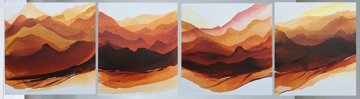 Impressionistic Landscape Acrylic Painting By Danijela Dan, 59 X 16, Java Vulcanos, Original Artwork