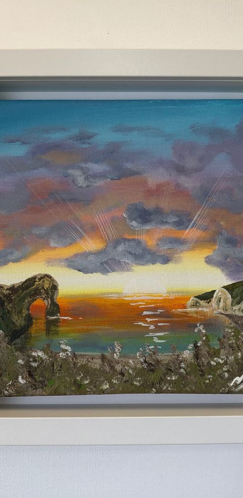 Durdle Door seen from the Cliff Top by Marja Brown