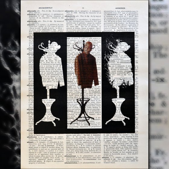 Soul Hanger - Collage Art on Large Real English Dictionary Vintage Book Page