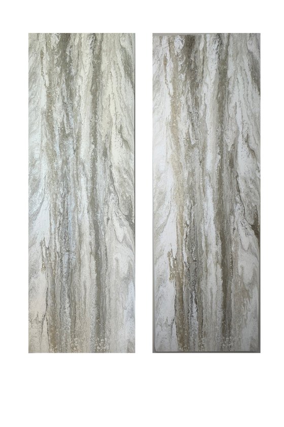Voile — Neutral Abstract Diptych