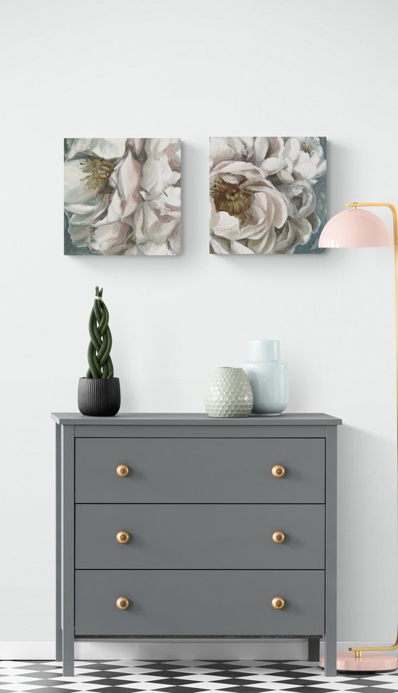 PEONIES DIPTYCH