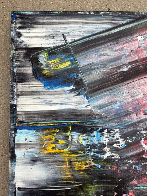 "Know When To Fold 'Em" - Original Large PMS Abstract Acrylic Painting On Canvas - 24" x 48"