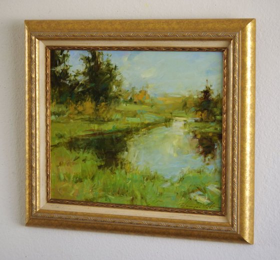 Landscape  Original oil painting  Handmade artwork Framed Ready to Hang One of a kind