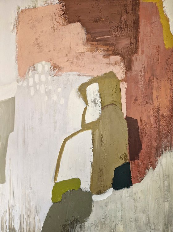 "Eclipse" Rust olive green abstract art