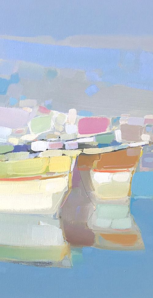 Harbor, Original oil painting, Handmade artwork, One of a kind by Vahe Yeremyan