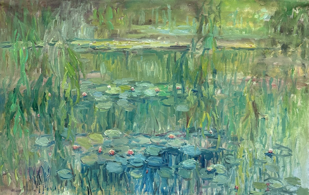 Lake With Lilies By Arun Prem, 36 X 22, Artwork For Sale On Artfinder