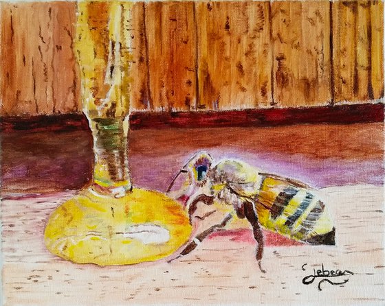 Honey and bee - Spring still life