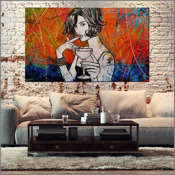 Lime Cocktail 200cm x 120cm Huge Texture Urban Pop Art