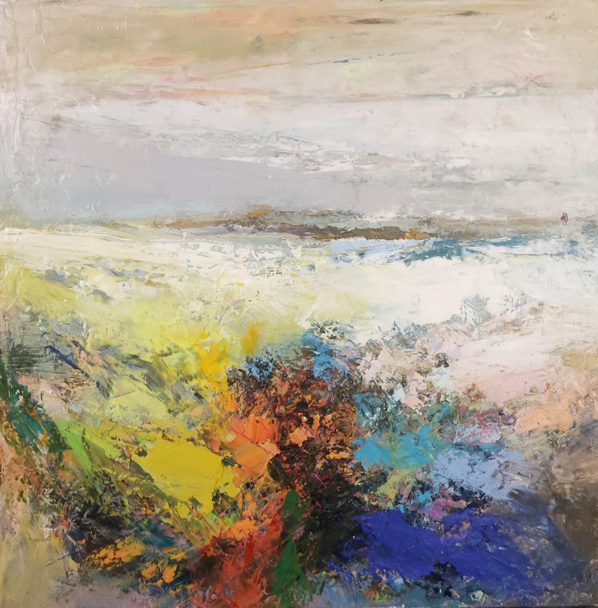 Expressive Oil Painting , Yellow Winter By Viktoria Shvoren, 20 X 20, Artwork For Sale On Artfinder