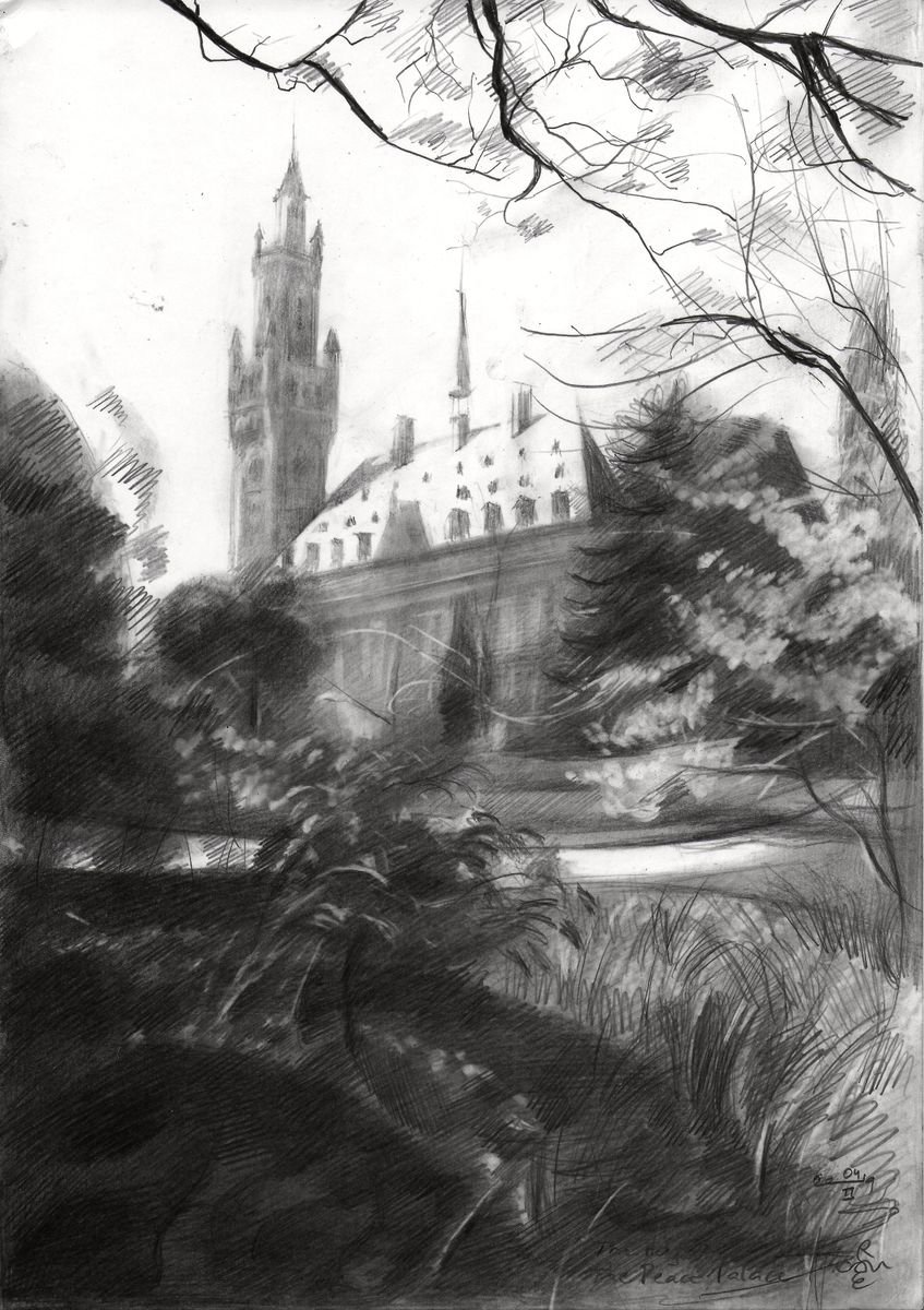 Impressionistic Landscape Pencil Drawing By Corne Akkers, 8 X 12, The Peace Pace - 04-02-19, Original Artwork
