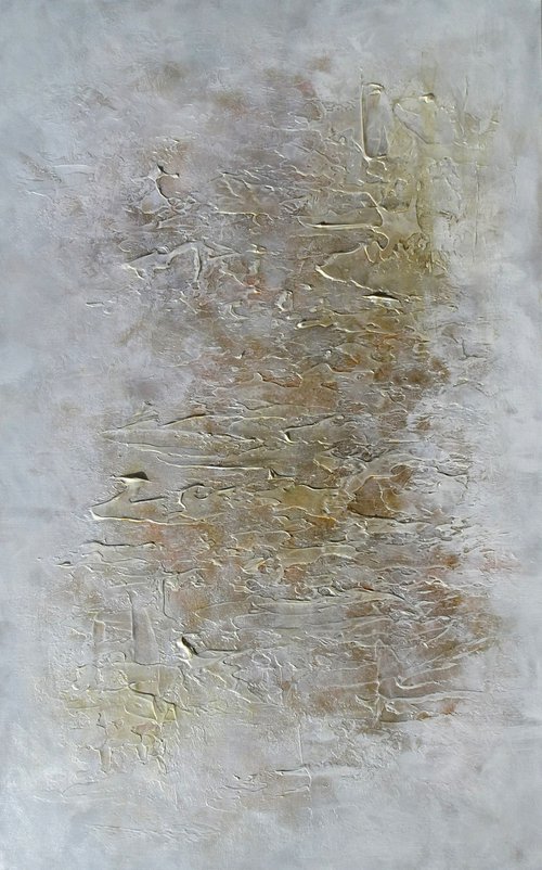 DREAMS. Large Abstract Beige Gold Textured Painting. Modern Art Neutral Colors, Abstraction Landscape Contemporary Artwork for Living Room or Bedroom by Sveta Osborne