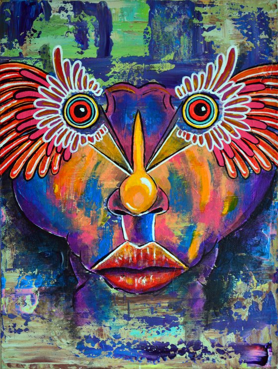 Birdman - Original Modern Portrait Art Painting on Deep Canvas Ready To Hang