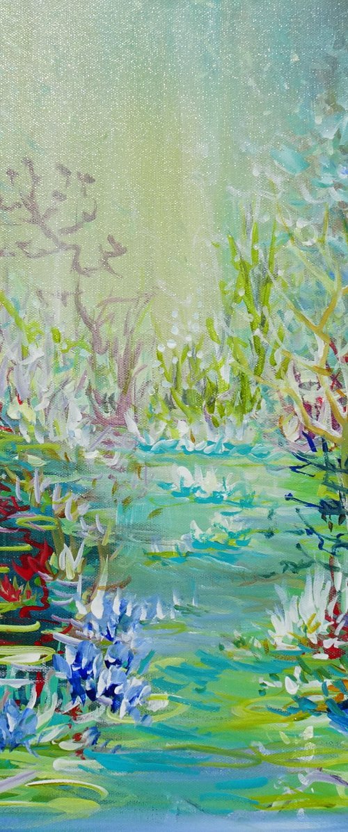 WATER LILY POND. Modern Impressionism inspired by Claude Monet Water-lilies by Sveta Osborne