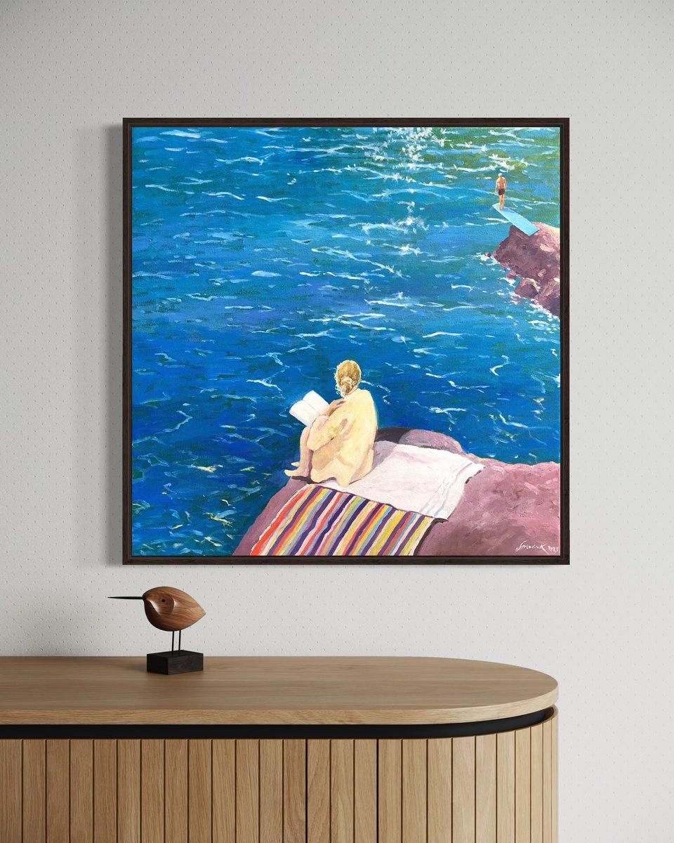 Impressionistic Landscape Oil Painting By Volodymyr Smoliak, 28 X 28", Man More Interesting Than Book, Original Artwork