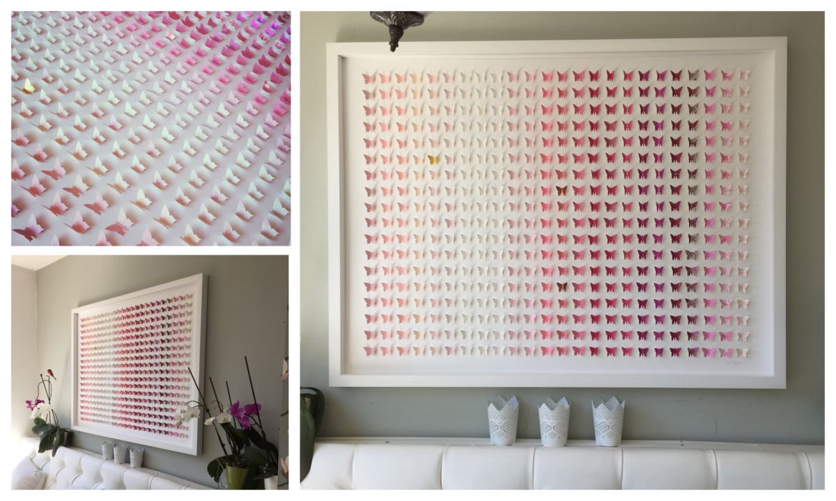 Relief , Rainbow Of Pinks Butterfly Box By Lorna Doyan, 47 X 35, Artwork For Sale On Artfinder