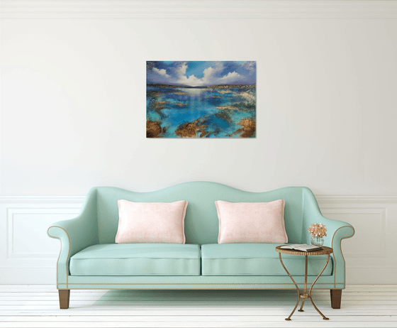 A beautiful large modern abstract figurative seascape painting "Wonderland"