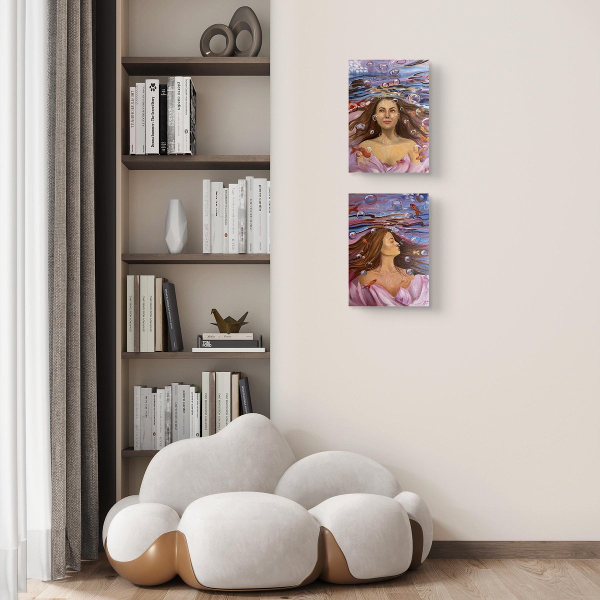 Impressionistic Portrait Oil Painting By Aisylu Burangulova, 12 X 16, Underwater 1, Original Artwork