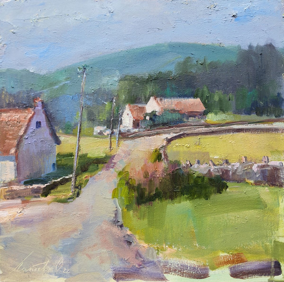 Impressionistic Landscape Oil Painting By Olha Laptieva, 12 X 12", Scottish Landscape, Original Artwork