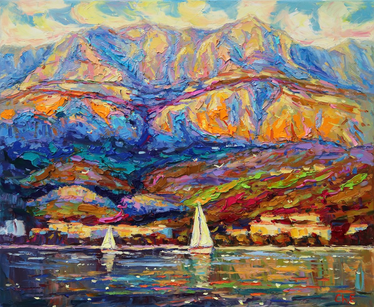 Evening Mountains By Evgeny Chernyakovsky, 31 X 25, Artwork For Sale On Artfinder