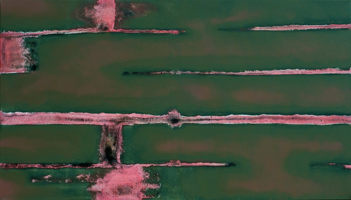 Expressive Abstract Acrylic Painting By Mykola Dzhychka, 55 X 31", Antiperistalsis #2, Original Artwork