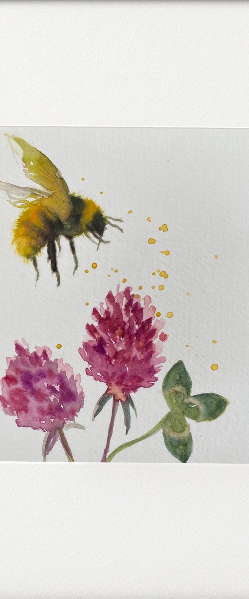 Bee Red Clover Flowers by Teresa Tanner