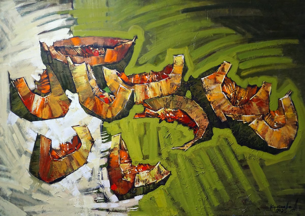 Impressionistic Still Life Oil Painting By Anastasiia Kraineva (Masniuk), 55 X 39, Autumn Mood, Original Artwork