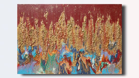 Original 3D Painting, Relief, Mixed Media Canvas, Sculpture Art, Contemporary Abstract ''The Journey Begins''