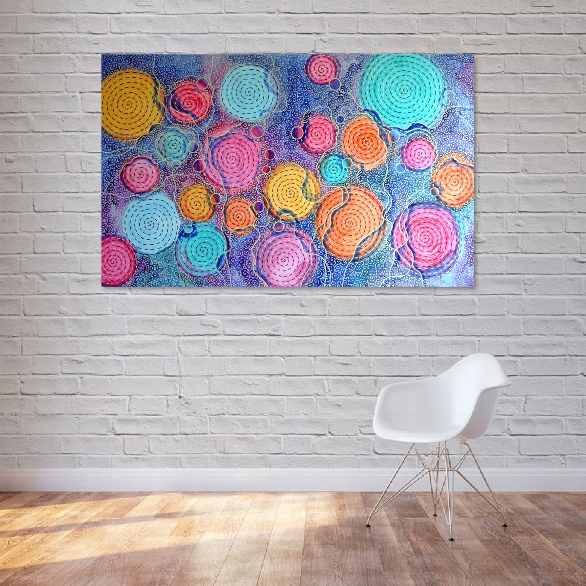 Psychedelic Garden #20 - Extra Large Painting - Shipping Rolled in a Tube by Marina Krylova