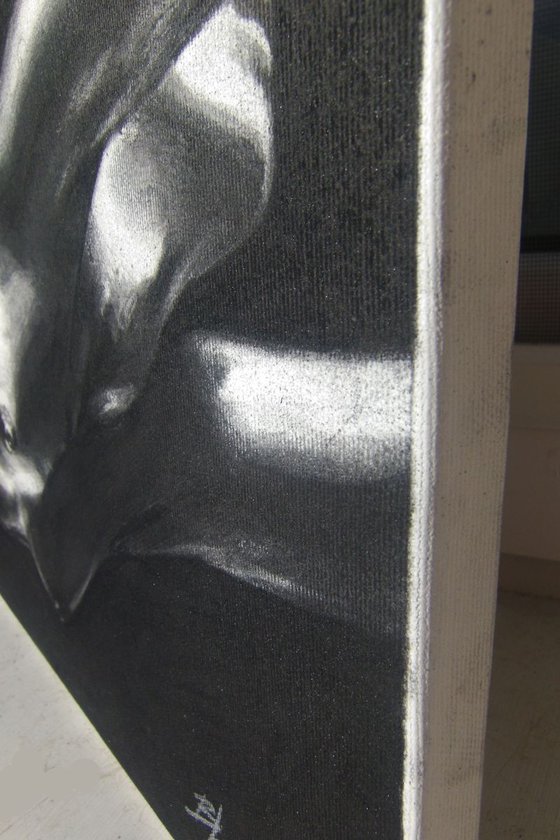Nude noir. charcoal on canvas