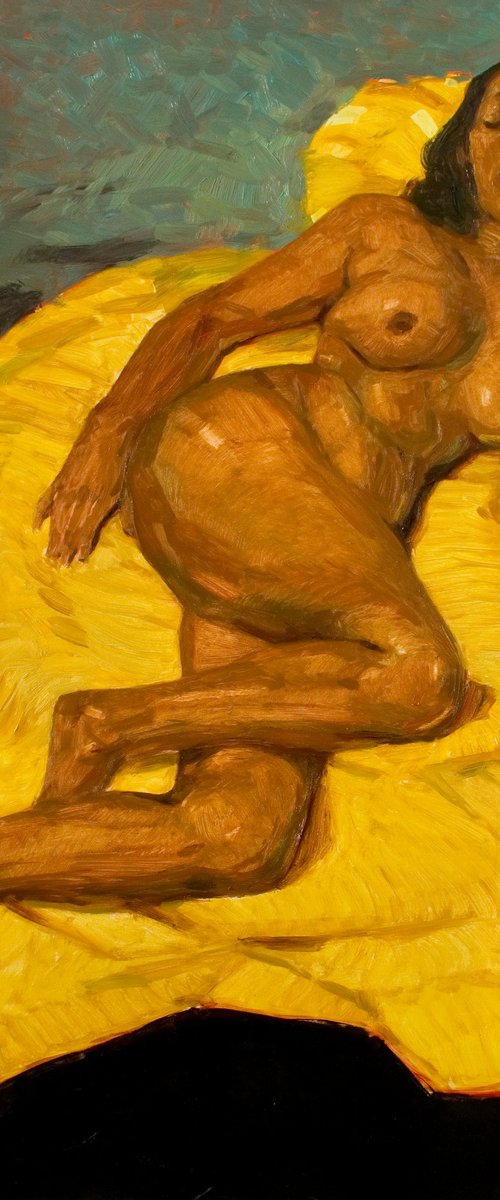 nude woman in yellow black green by Olivier Payeur